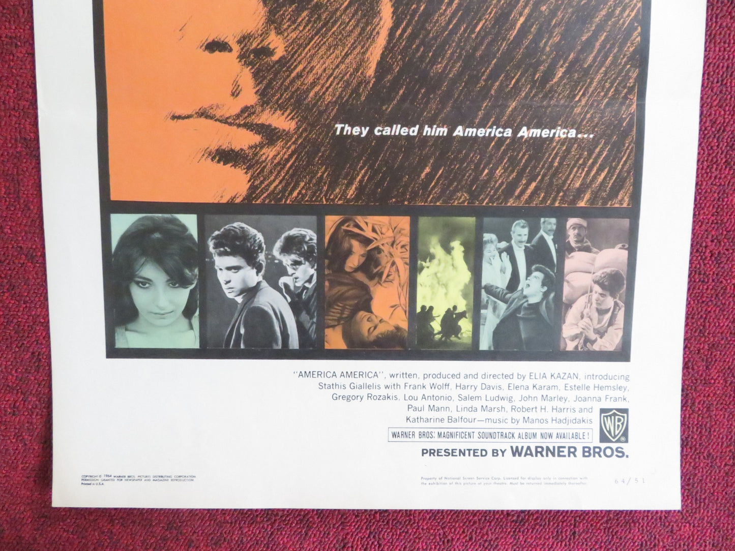 AMERICA AMERICA US INSERT (14"x 36") POSTER STATHIS GIALLELIS FRANK WOLFF 1964