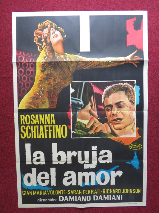 LA BRUJA DEL AMOR FOLDED ARGENTINA ONE SHEET POSTER RICHARD JOHNSON 1966