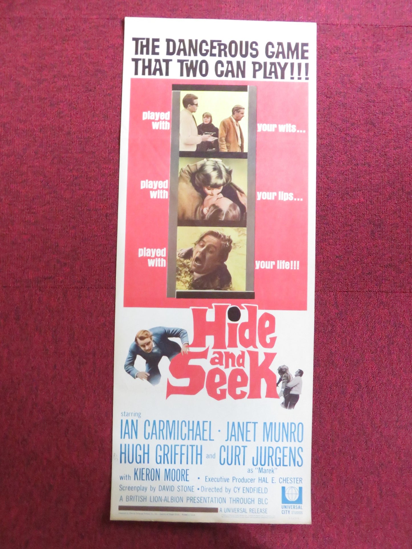 HIDE AND SEEK US INSERT (14"x 36") POSTER IAN CARMICHAEL JANET MUNRO 1964