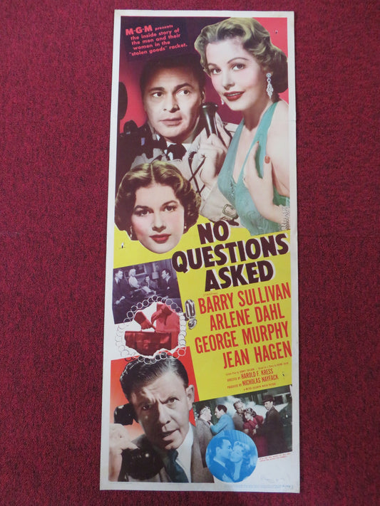 NO QUESTIONS ASKED US INSERT (14"x 36") POSTER BARRY SULLIVAN ARLENE DAHL 1951