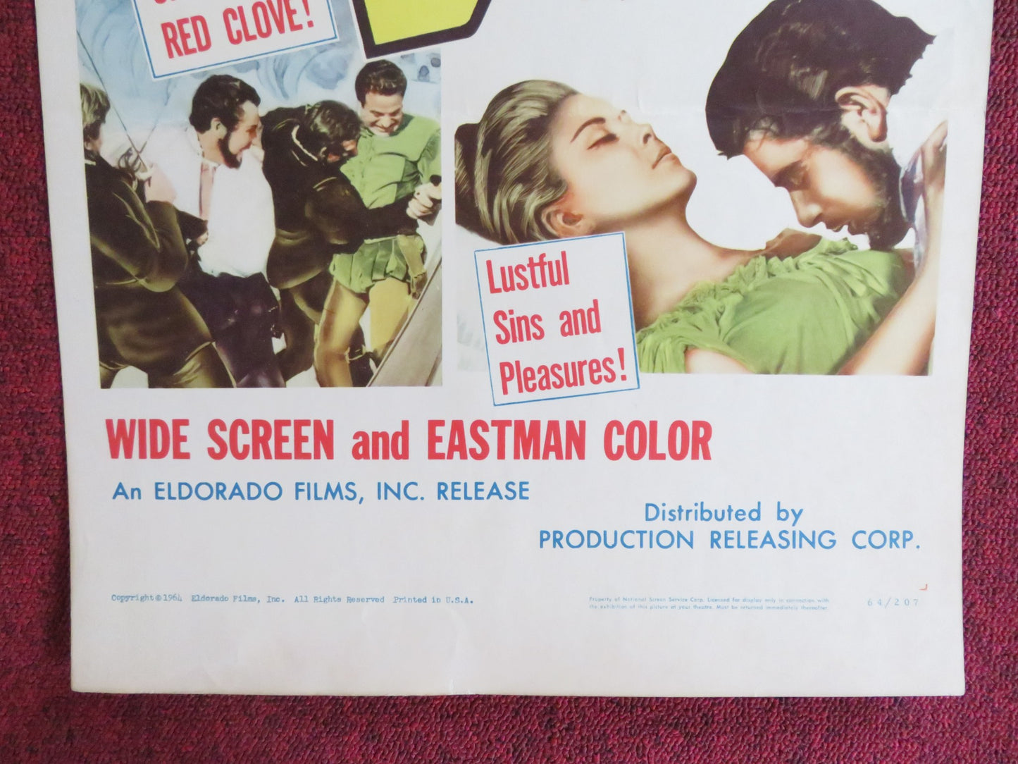 THE BLACK DUKE US INSERT (14"x 36") POSTER CAMERON MITCHELL GLORIA MILLAND 1964