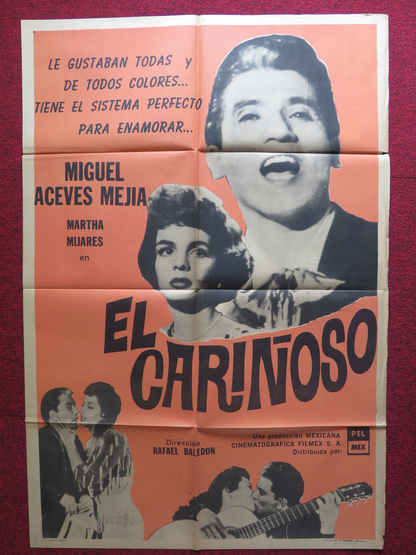 EL CARINOSO FOLDED ARGENTINA ONE SHEET POSTER M. ACEVES MEJIA M. MIJARES 1959