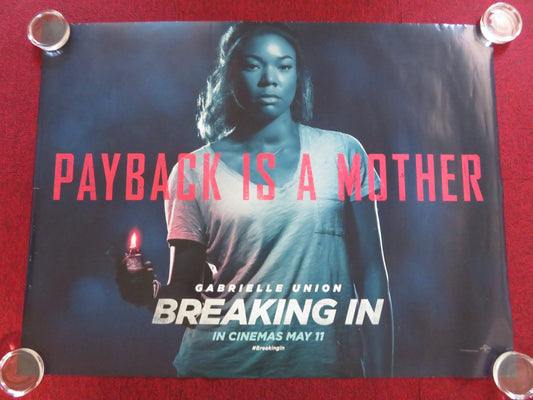 BREAKING IN UK QUAD ROLLED POSTER GABRIELLE UNION BILLY BURKE 2018