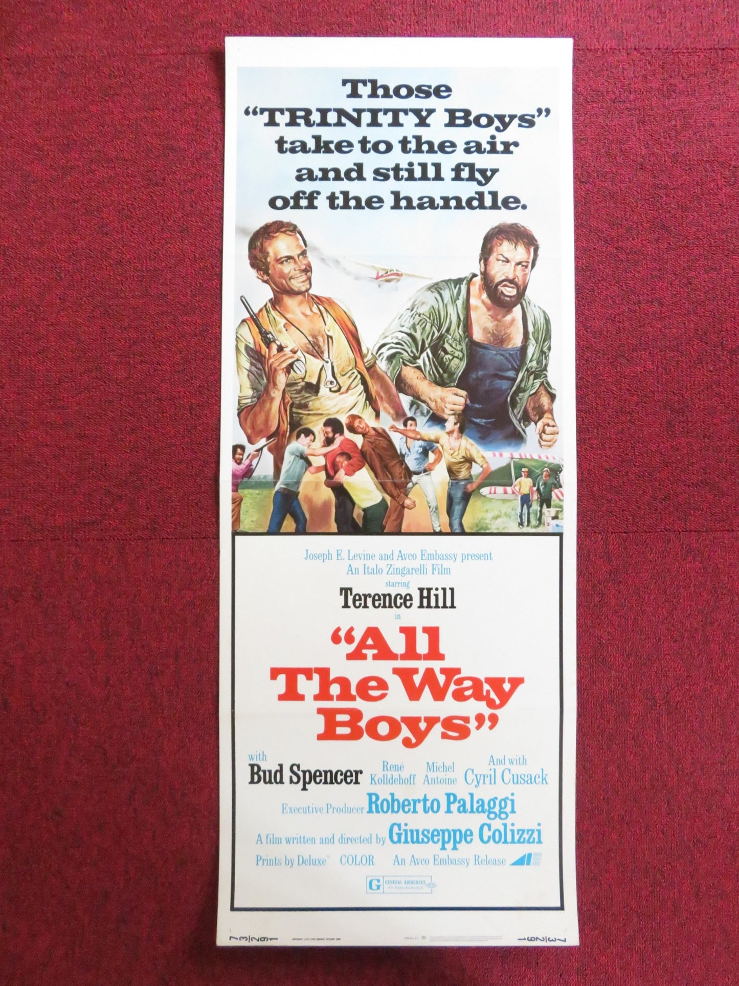 ALL THE WAY BOYS US INSERT (14"x 36") POSTER TERENCE HILL BUD SPENCER 1973