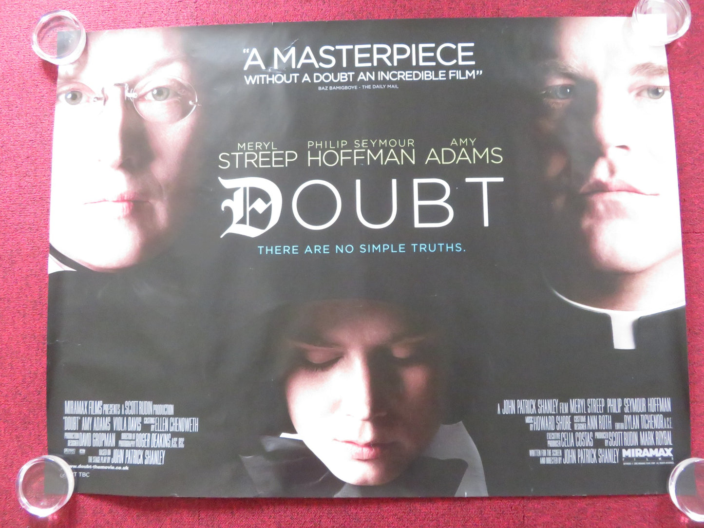 DOUBT UK QUAD ROLLED POSTER PHILIP SEYMOUR HOFFMAN MERYL STREEP 2008