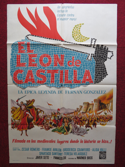 THE CASTILIAN FOLDED ARGENTINA ONE SHEET POSTER FRANKIE AVALON E. SANTONI 1963