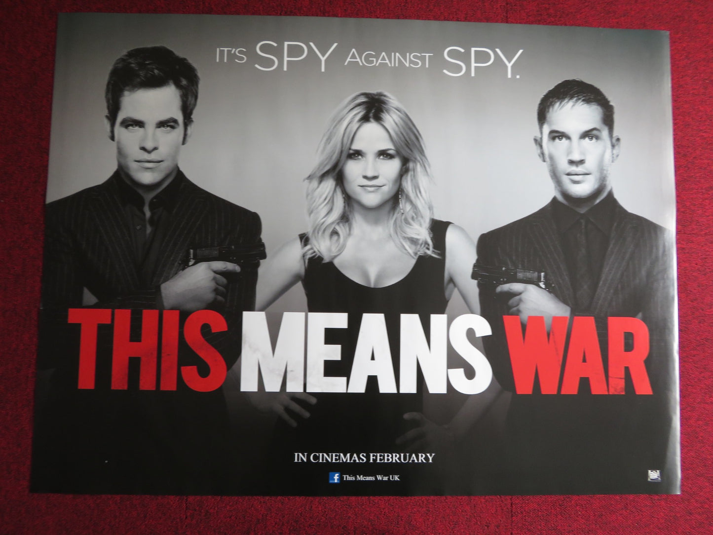 THIS MEANS WAR UK QUAD (30"x 40") ROLLED POSTER REESE WITHERSPOON TOM HARDY 2012