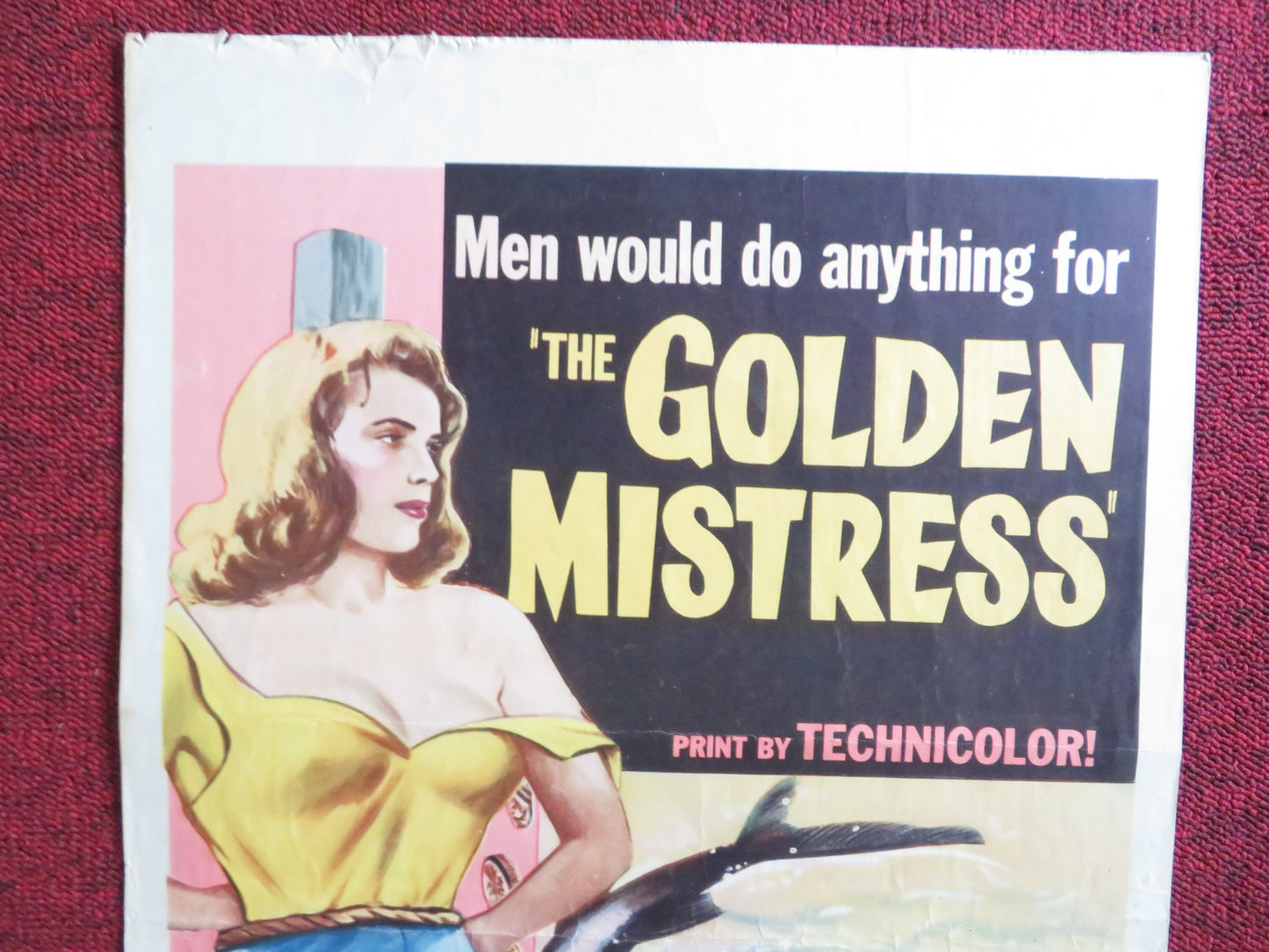 THE GOLDEN MISTRESS US INSERT (14"x 36") POSTER JOHN AGAR ROSEMARIE BOWE 1954