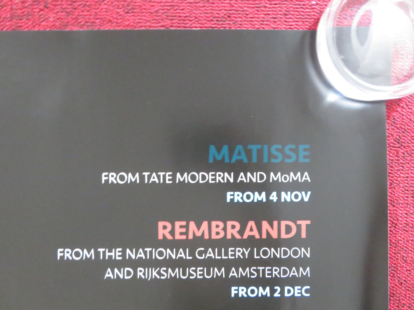 EXHIBITION ON SCREEN: MATISSE REMBRANDT... UK QUAD (30"x 40") ROLLED POSTER 2015