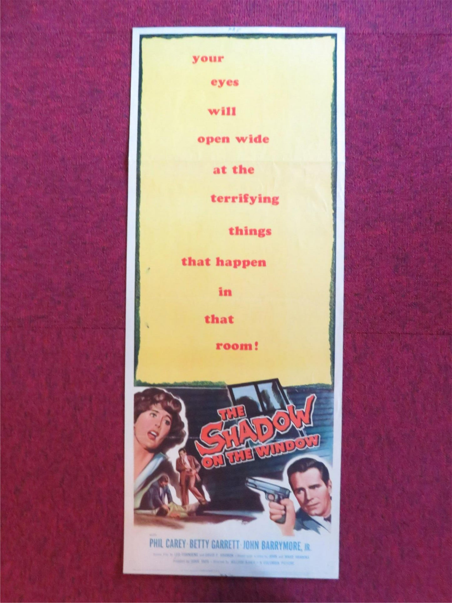 THE SHADOW ON THE WINDOW US INSERT (14"x 36") POSTER P. CAREY BETTY GARRETT 1957