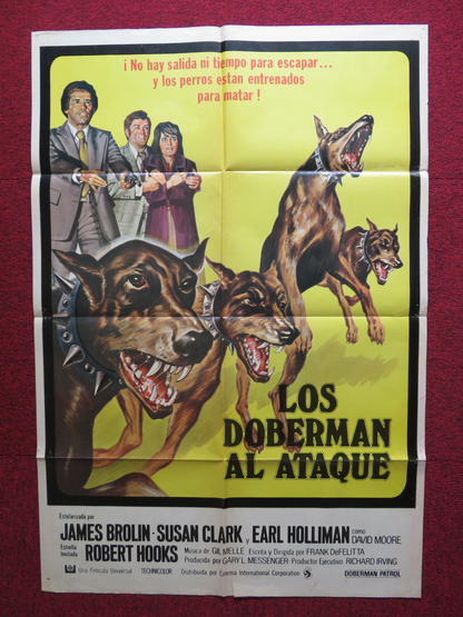 DOBERMAN PATROL FOLDED ARGENTINA ONE SHEET POSTER JAMES BROLIN SUSAN CLARK 1973