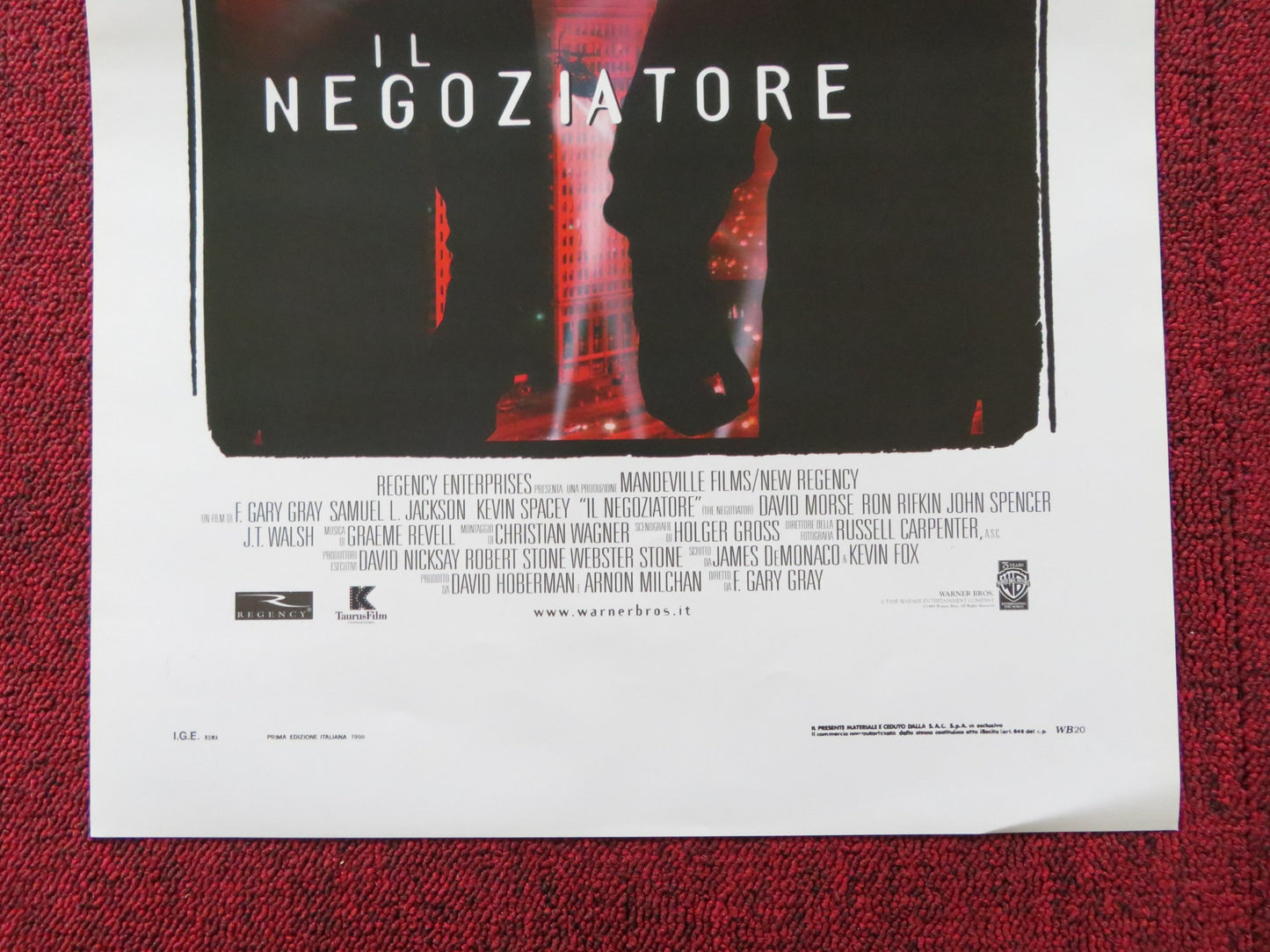 THE NEGOTIATOR ITALIAN LOCANDINA POSTER SAMUEL L. JACKSON KEVIN SPACEY 1998