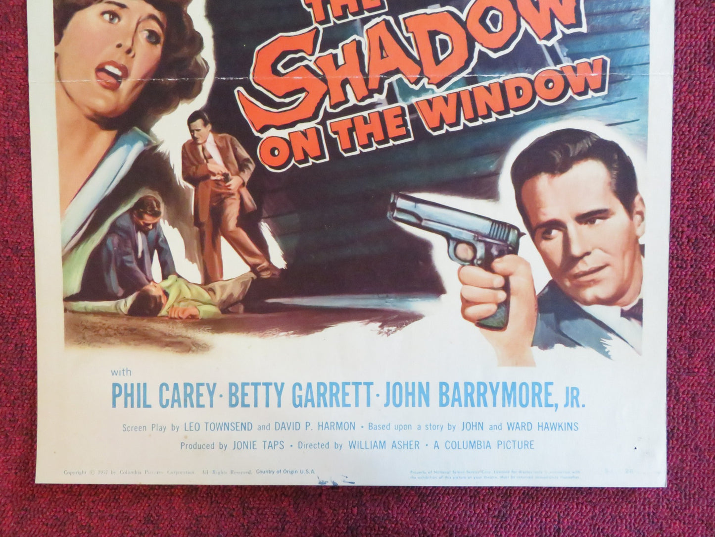 THE SHADOW ON THE WINDOW US INSERT (14"x 36") POSTER P. CAREY BETTY GARRETT 1957