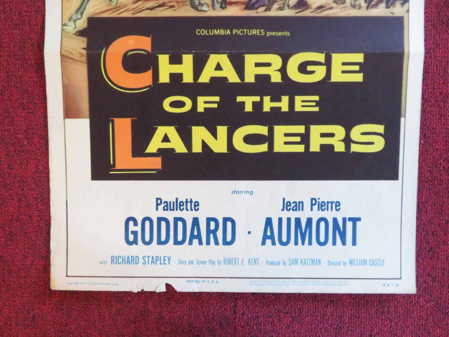 CHARGE OF THE LANCERS US INSERT (14"x 36") POSTER PAULETTE GODDARD 1953