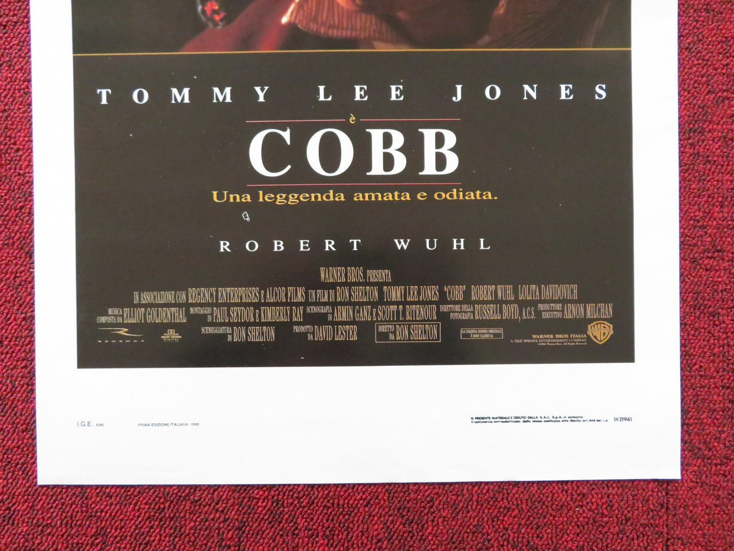 COBB ITALIAN LOCANDINA POSTER TOMMY LEE JONES ROBERT WUHL 1994