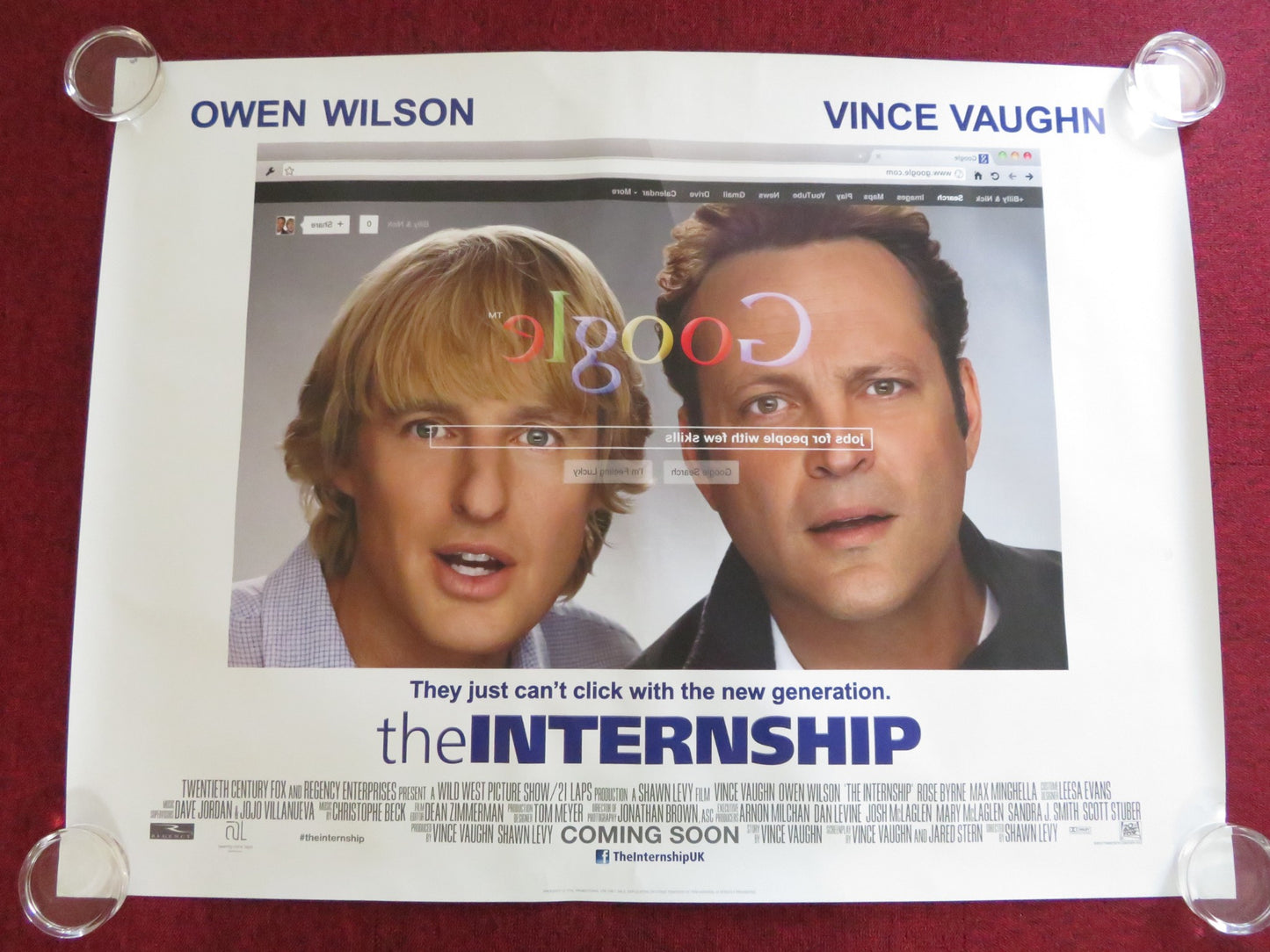 THE INTERNSHIP UK QUAD ROLLED POSTER VINCE VAUGHN OWEN WILSON 2013