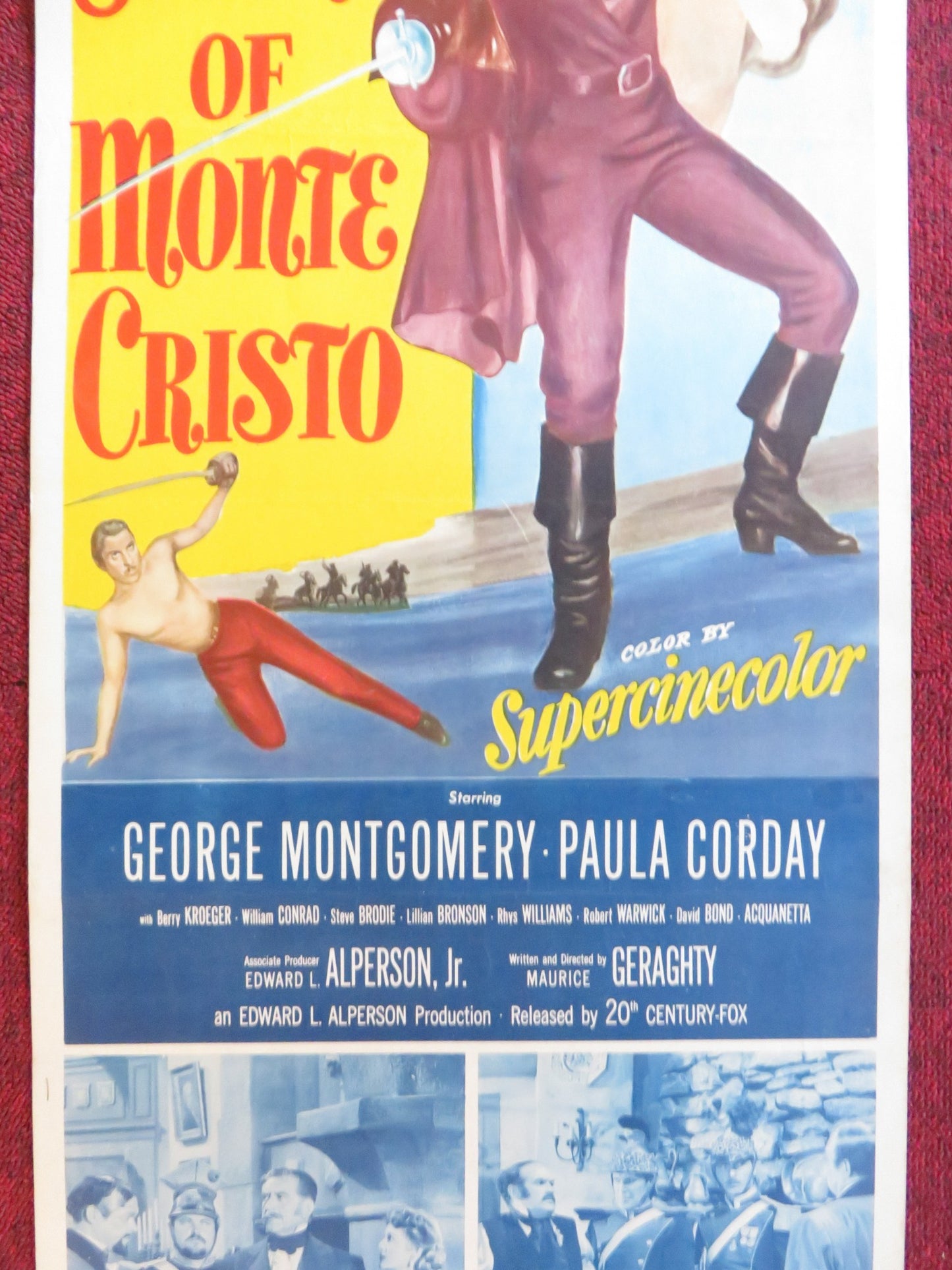 THE SWORD OF MONTE CRISTO US INSERT (14"x 36") POSTER GEORGE MONTGOMERY 1951