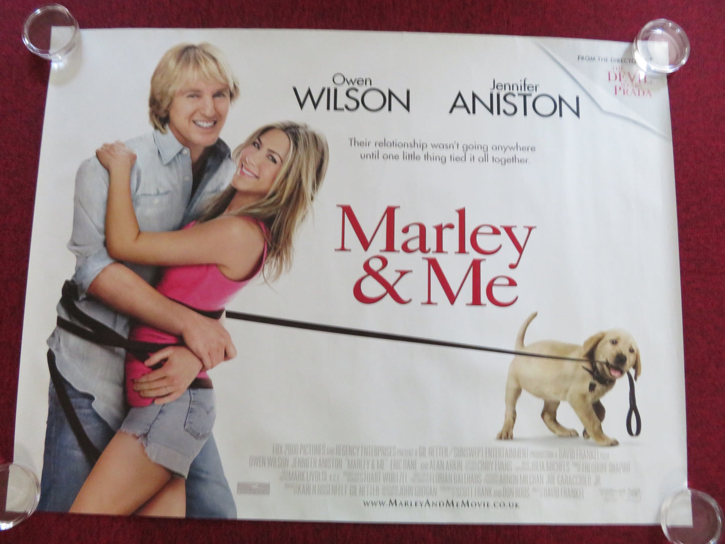 MARLEY AND ME UK QUAD ROLLED POSTER OWEN WILSON JENNIFER ANISTON 2008