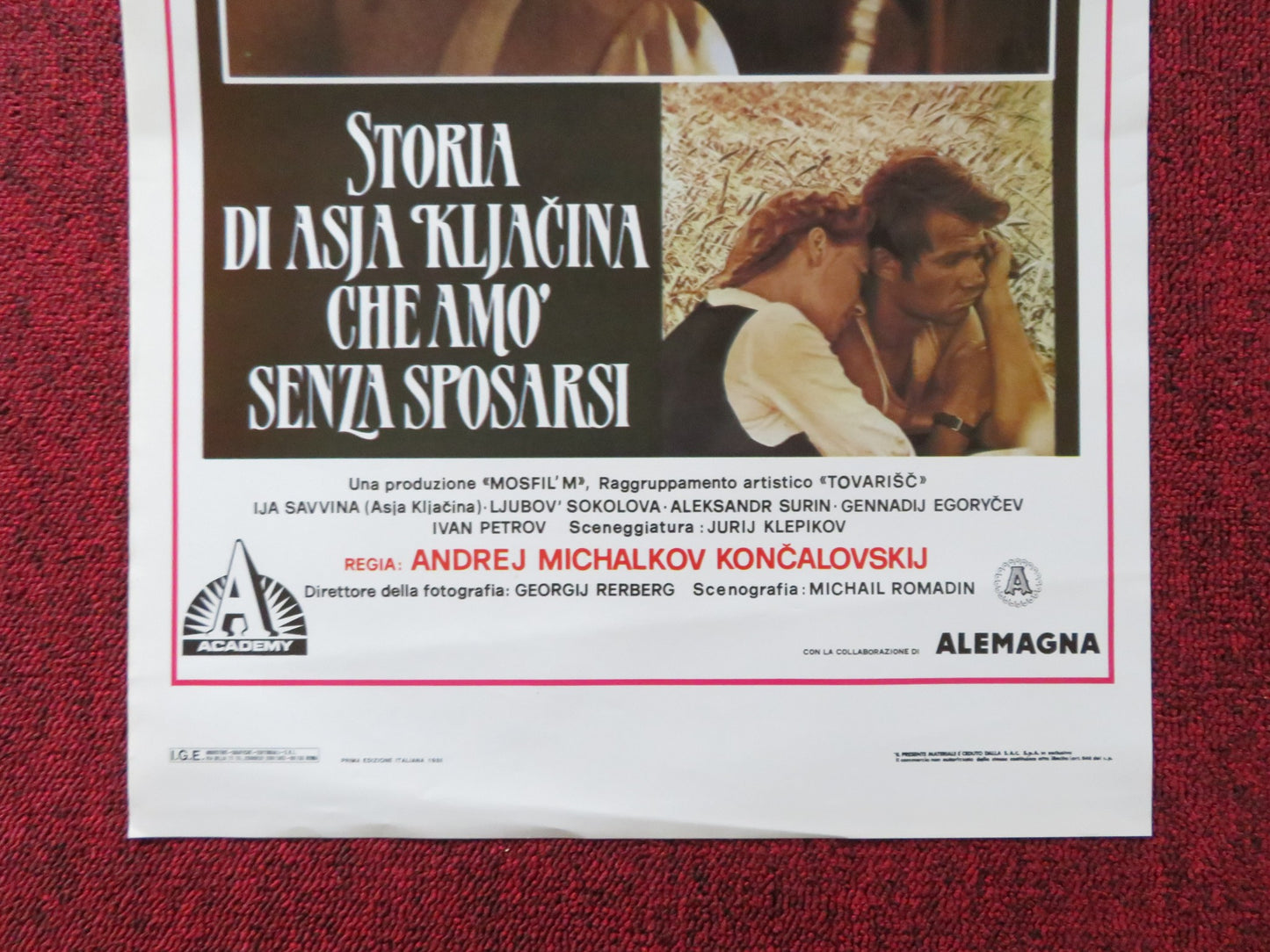 STORIA DI ASJA KLJACINA CHE AMO'SENZA SPOSARSI ITALIAN LOCANDINA POSTER 1988