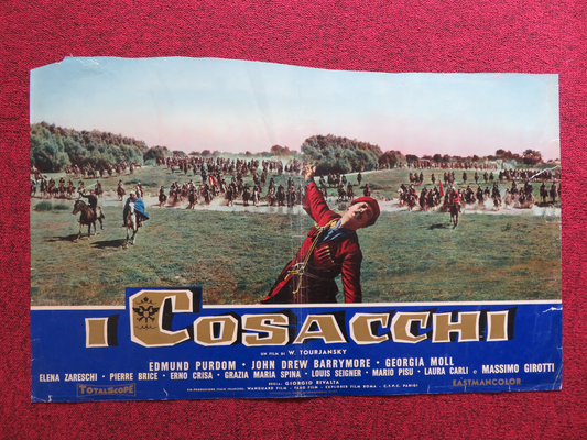 THE COSSACKS ITALIAN FOTOBUSTA POSTER EDMUND PURDOM JOHN DREW BARRYMORE 1960