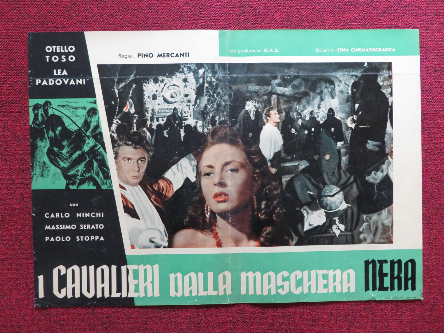 I CAVALIERI DALLA MASCHERA NERA -B ITALIAN FOTOBUSTA POSTER CARLO NINCHI  1948