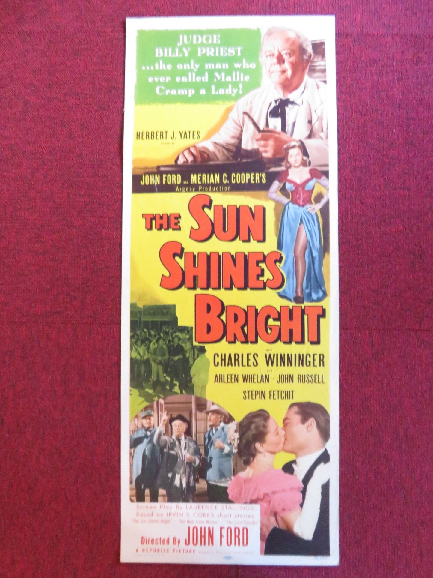 THE SUN SHINES BRIGHT US INSERT (14"x 36") POSTER CHARLES WINNINGER 1953