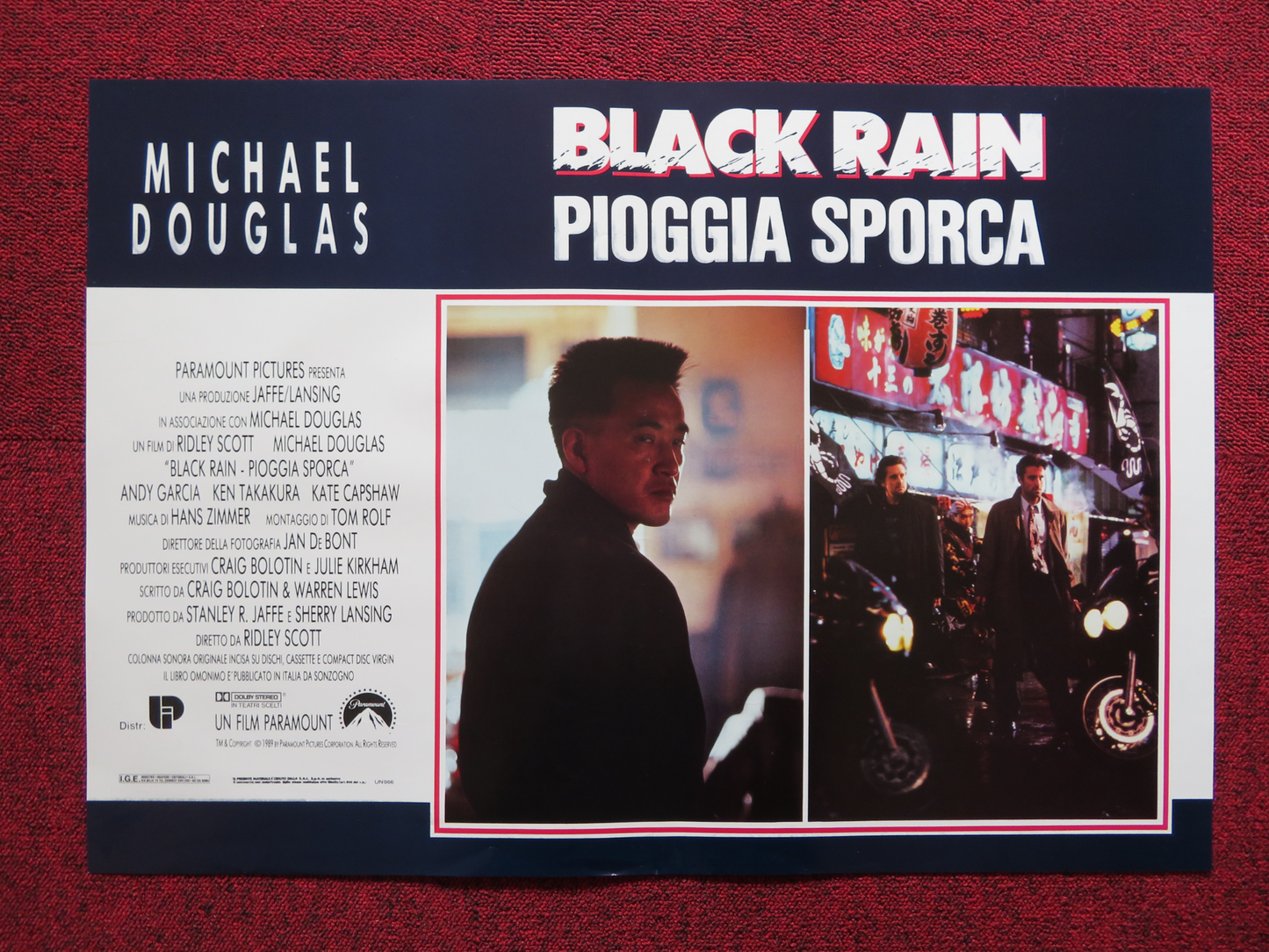 BLACK RAIN - C ITALIAN FOTOBUSTA POSTER MICHAEL DOUGLAS ANDY GARCIA 1989