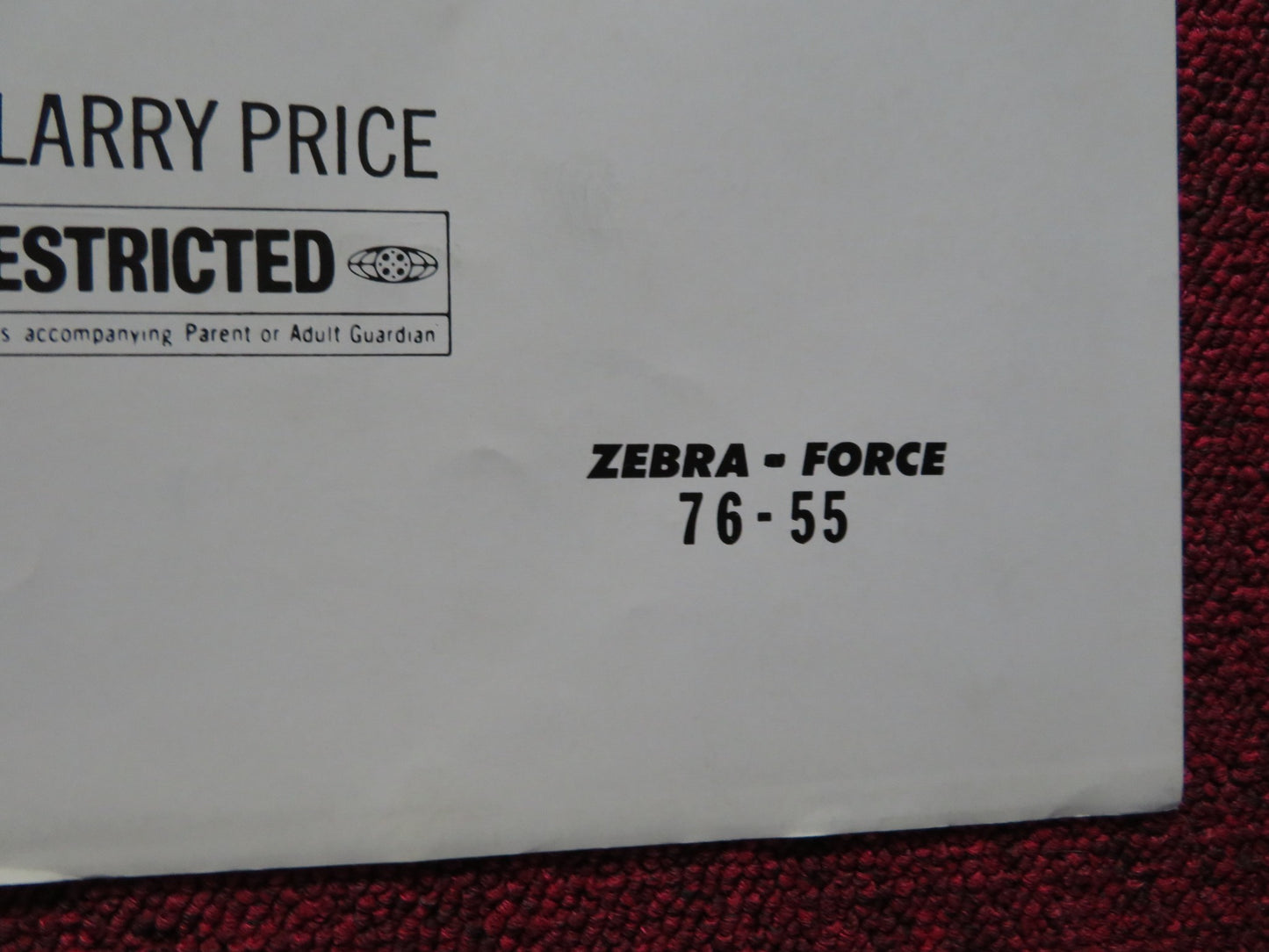 ZEBRA FORCE FOLDED US ONE SHEET POSTER MIKE LANE RICHARD X. SLATTERY 1976