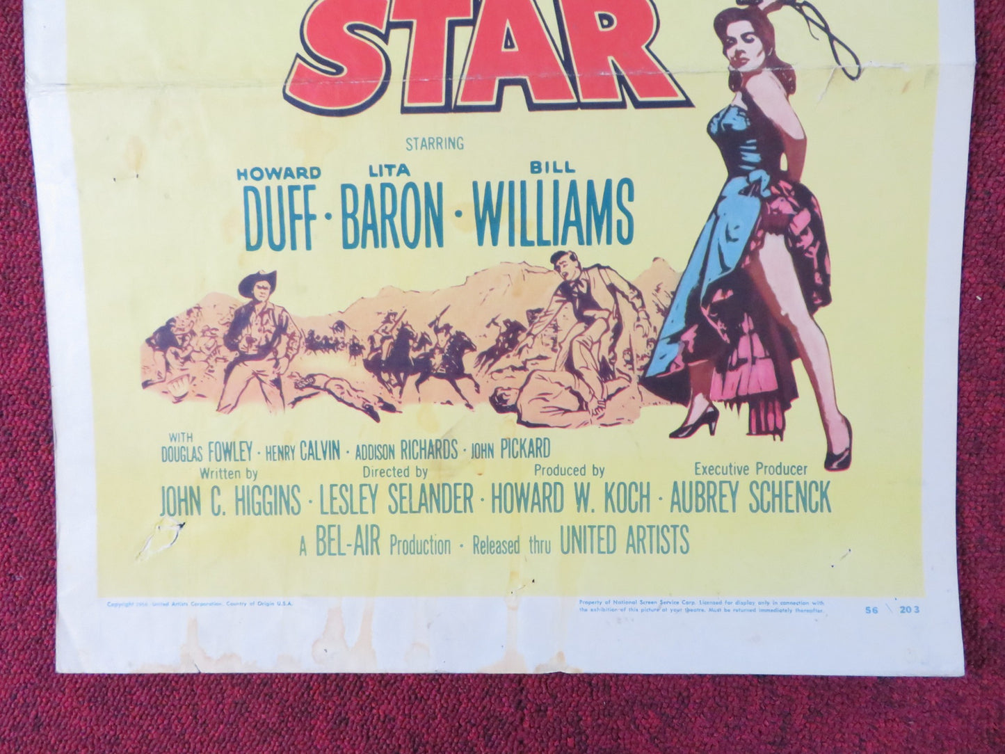 THE BROKEN STAR US INSERT (14"x 36") POSTER HOWARD DUFF LITA BARON 1956