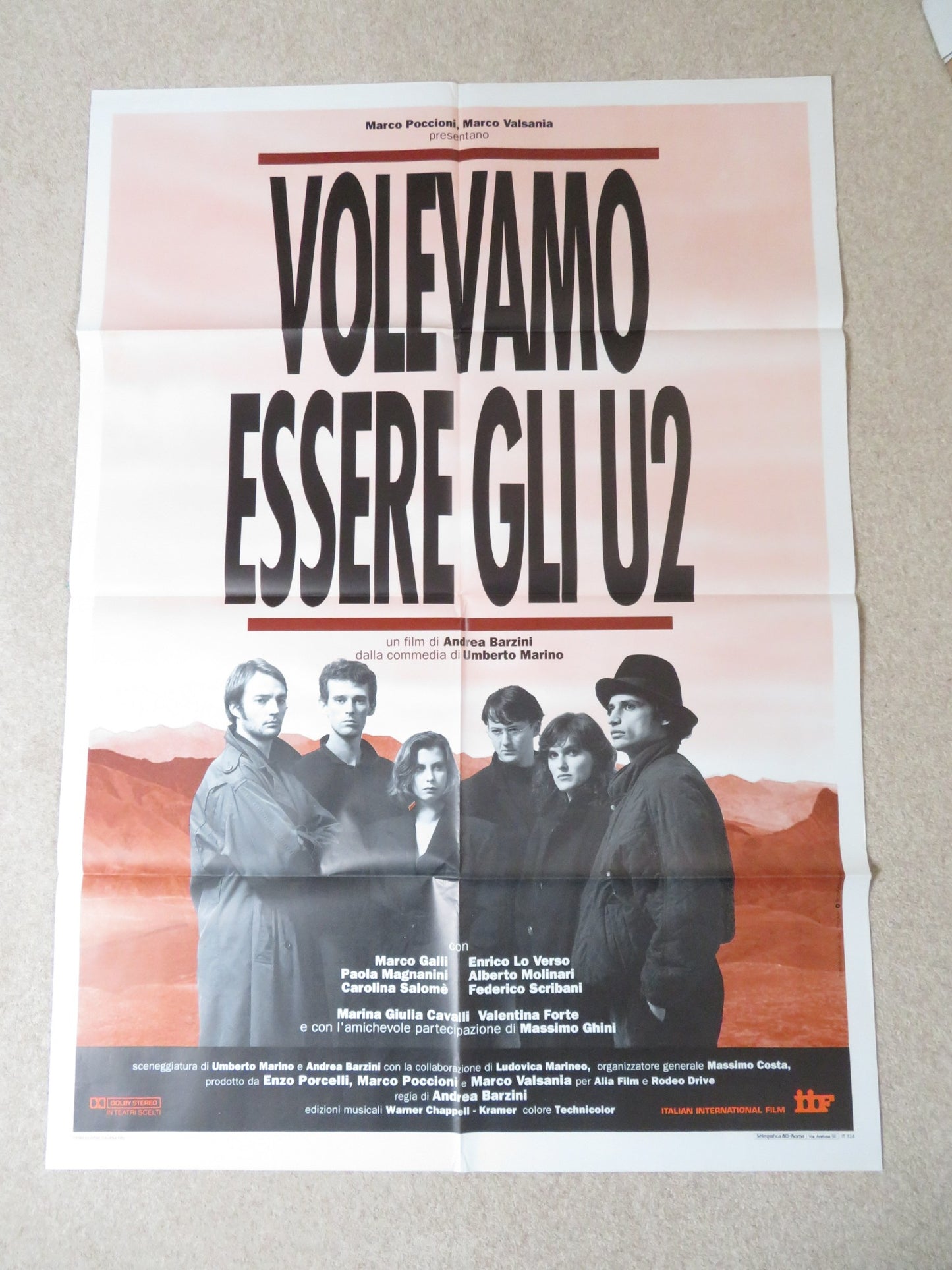 VOLVAMO ESSERE GLI U2 ITALIAN 2 FOGLIO POSTER ENRICO LO VERSO MARCO GALLI 1992