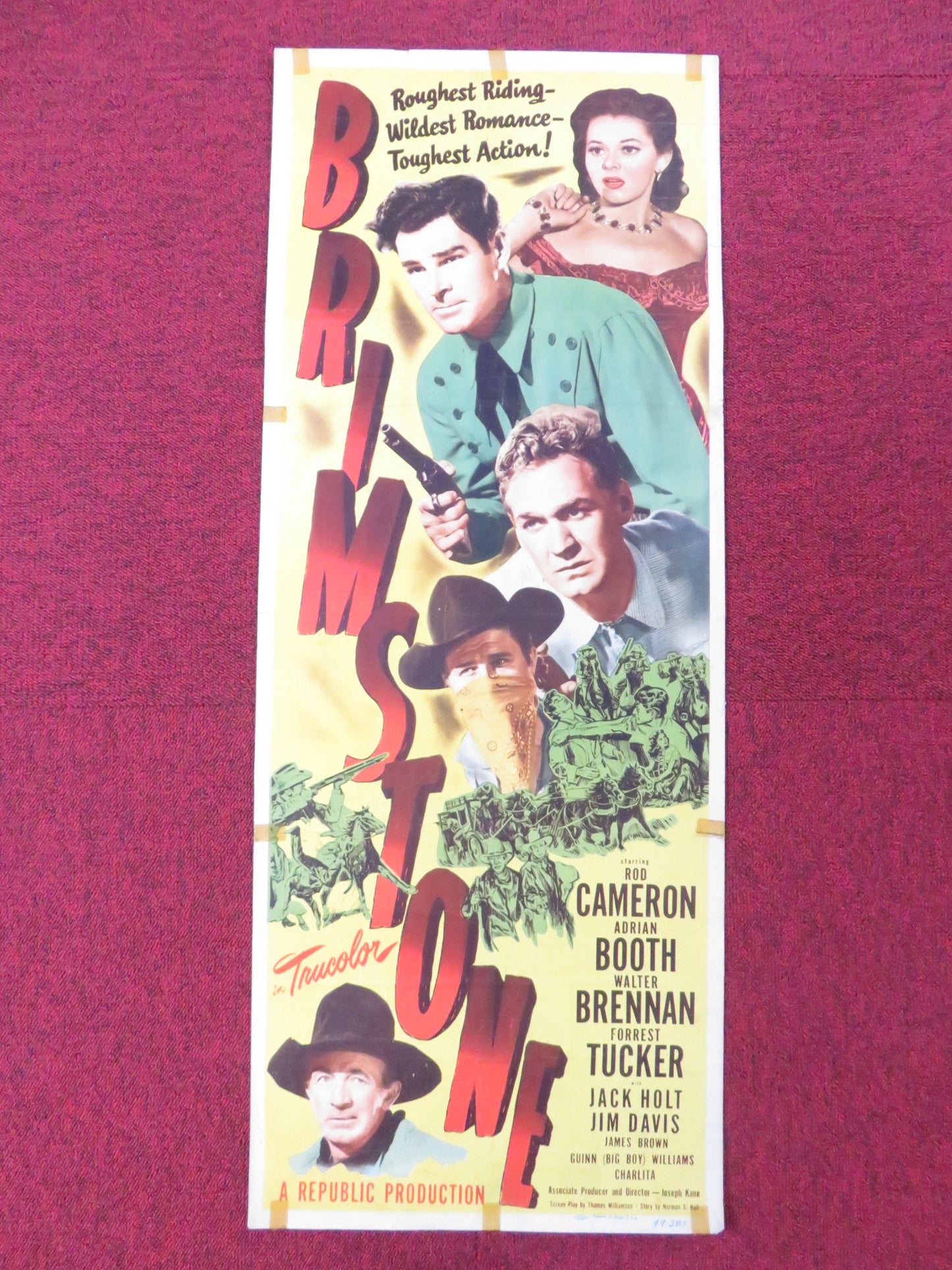 BRIMSTONE US INSERT (14"x 36") POSTER ROD CAMERON ADRIAN BOOTH 1949