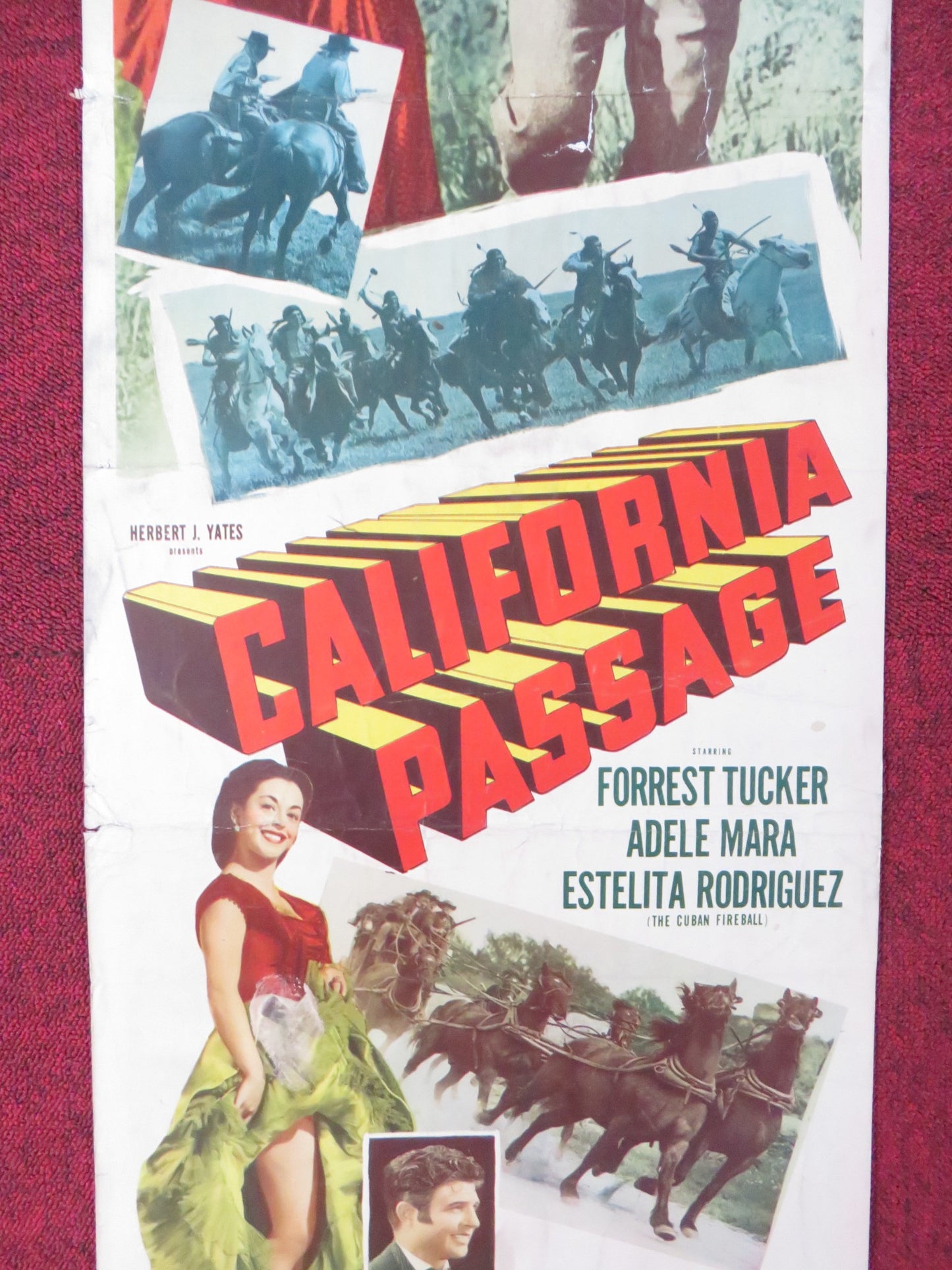 CALIFORNIA PASSAGE US INSERT (14"x 36") POSTER FORREST TUCKER ADELE MARA 1950