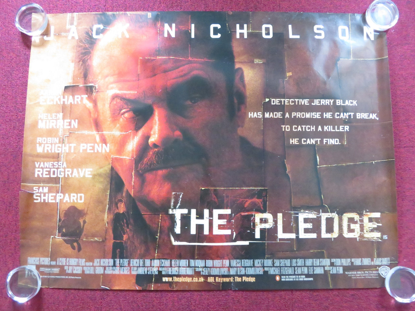 THE PLEDGE UK QUAD (30"x 40") ROLLED POSTER JACK NICHOLSON HELEN MIRREN 2001