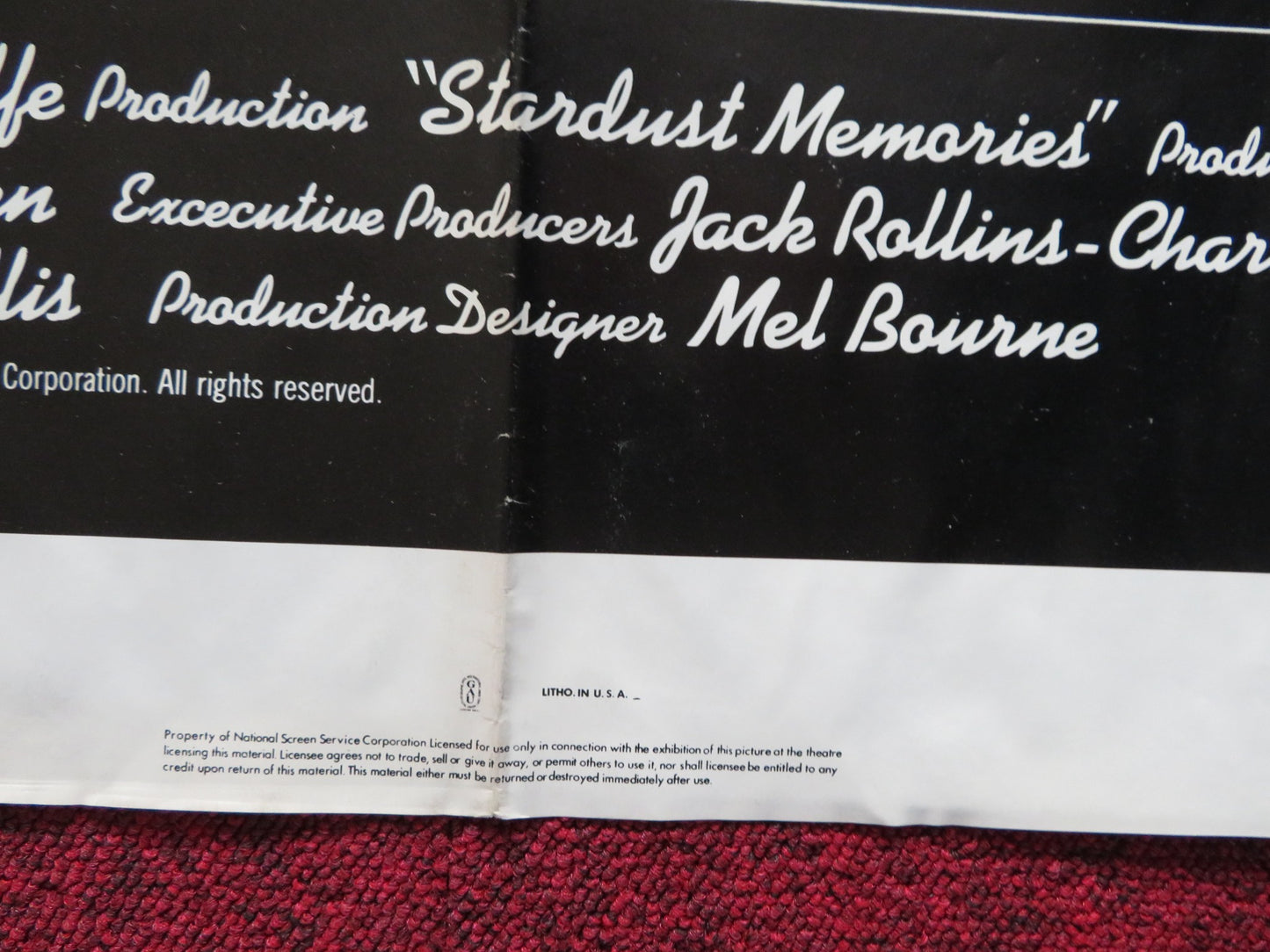 STARDUST MEMORIES - REVIEW FOLDED US ONE SHEET POSTER WOODY ALLEN 1980