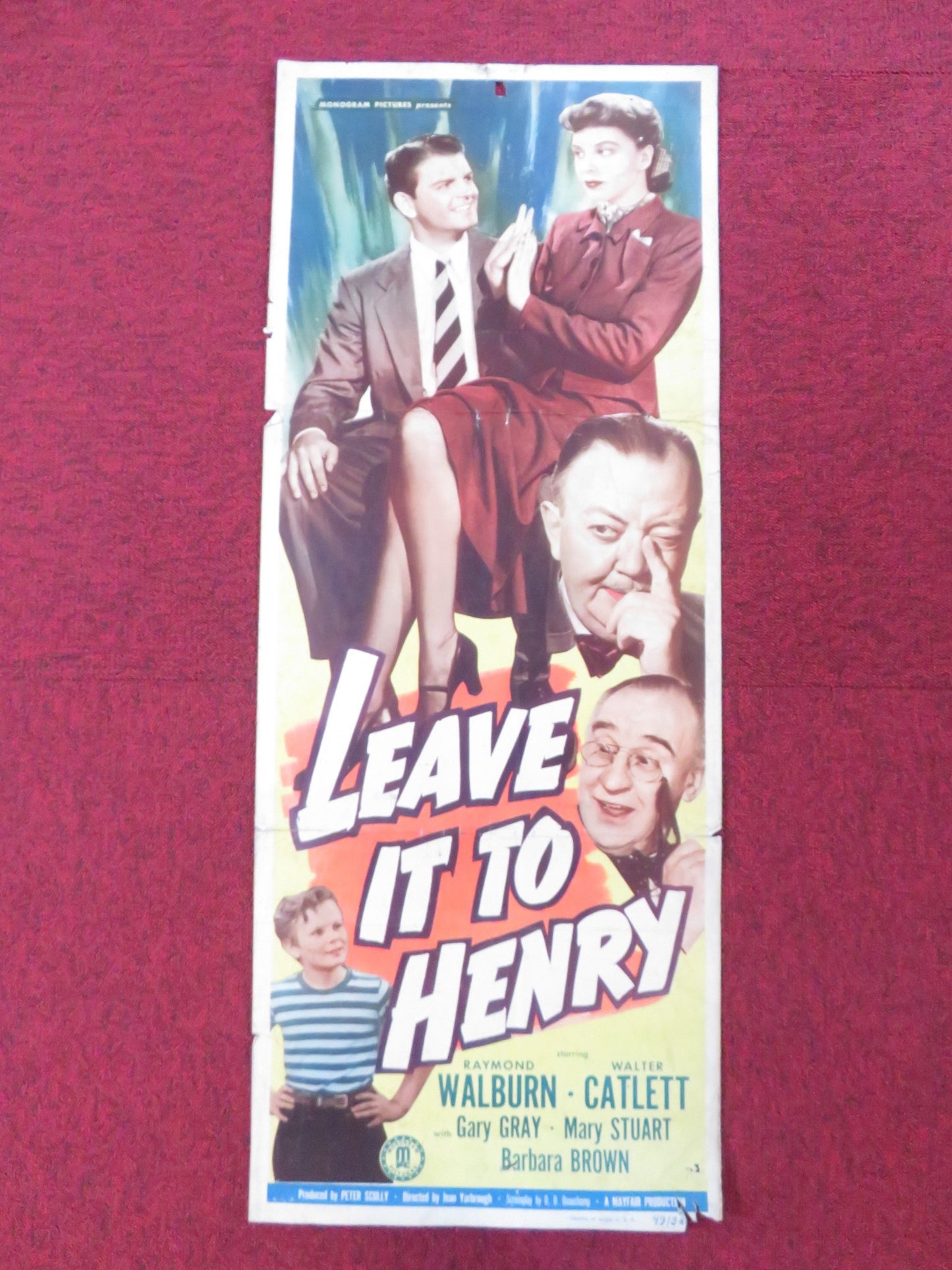 LEAVE IT TO HENRY US INSERT (14"x 36") POSTER RAYMOND WALBURN CATLETT 1949