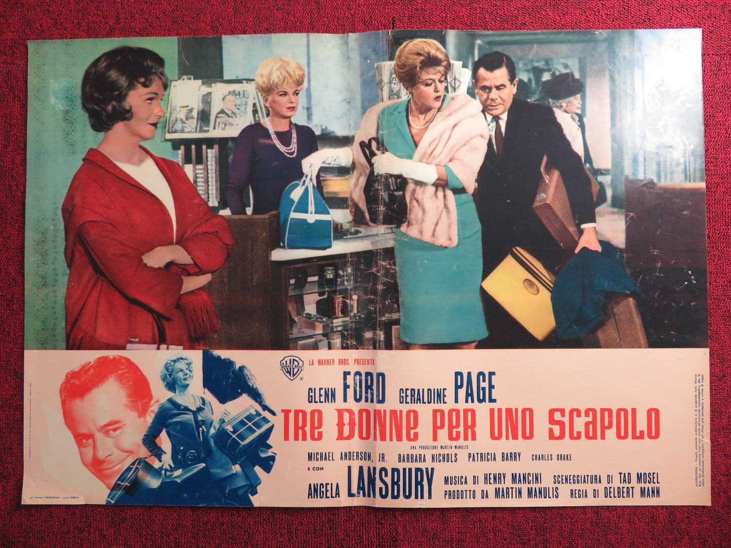 TRE DONNE PER UNO SCAPOLO - A ITALIAN FOTOBUSTA POSTER GLENN FORD PAGE 1965