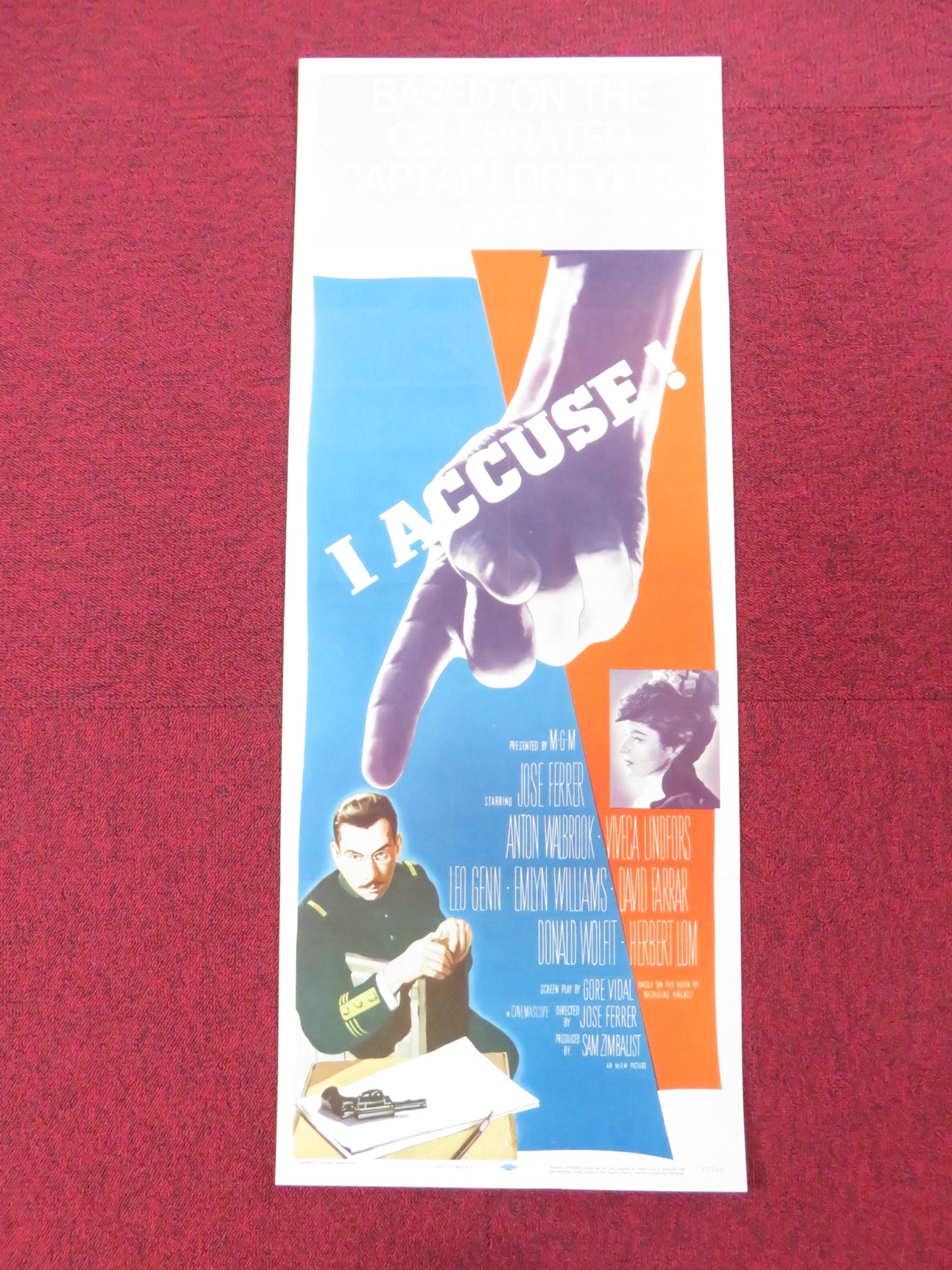 I ACCUSE! US INSERT (14"x 36") POSTER JOSE FERRER ANTON WALBROOK 1957