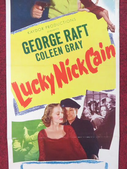 LUCKY NICK CAIN US INSERT (14"x 36") POSTER GEORGE RAFT COLEEN GRAY 1951