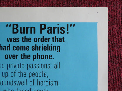 IS PARIS BURNING?  FOLDED US ONE SHEET POSTER DOUGLAS FORD ORSON WELLES 1966