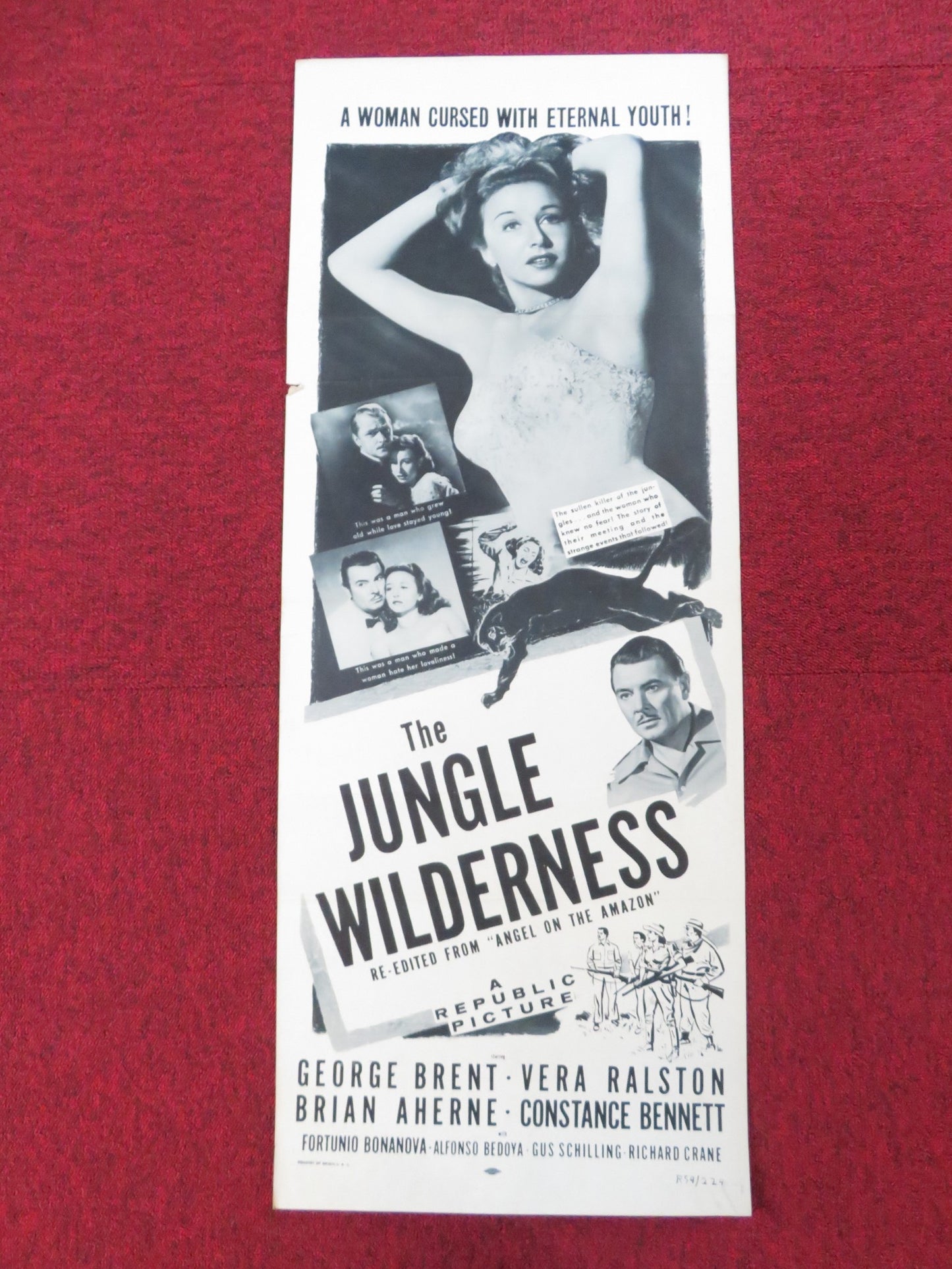 THE JUNGLE WILDERNESS US INSERT (14"x 36") POSTER GEORGE BRENT VERA RALSTON 1954