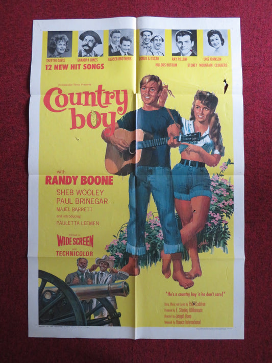 COUNTRY BOY FOLDED US ONE SHEET POSTER RANDY BOONE SHEB WOOLEY 1966