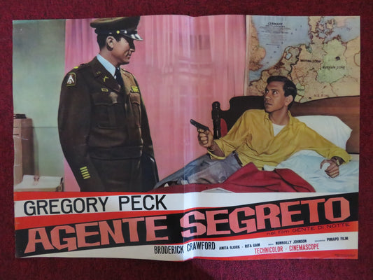 NIGHT PEOPLE - A ITALIAN FOTOBUSTA POSTER GREGORY PECK BRODERICK CRAWFORD 1954