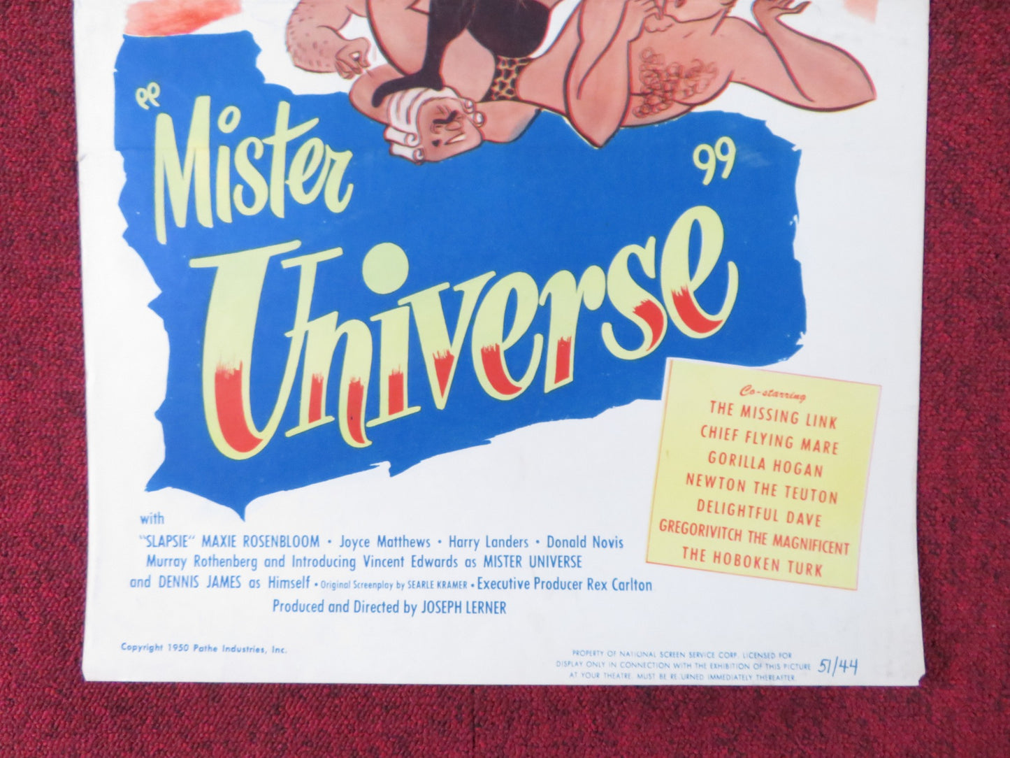 MISTER UNIVERSE US INSERT (14"x 36") POSTER JACK CARSON JANIS PAIGE 1951