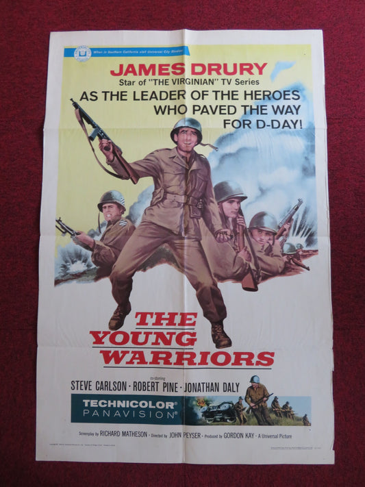 THE YOUNG WARRIORS FOLDED US ONE SHEET POSTER JAMES DRURY STEVE CARLSON 1966