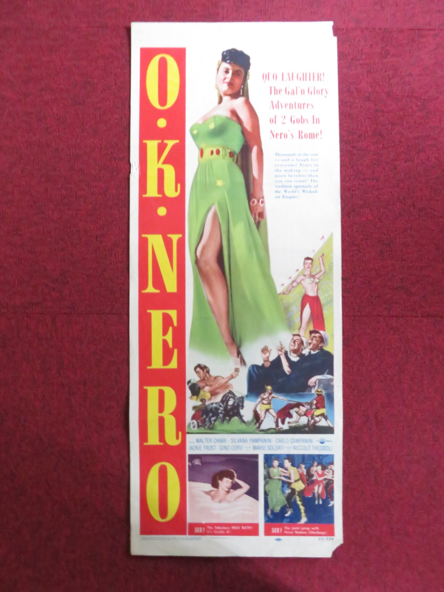 O.K. NERO US INSERT (14"x 36") POSTER WALTER CHIARI SILVANA PAMPANINI 1953