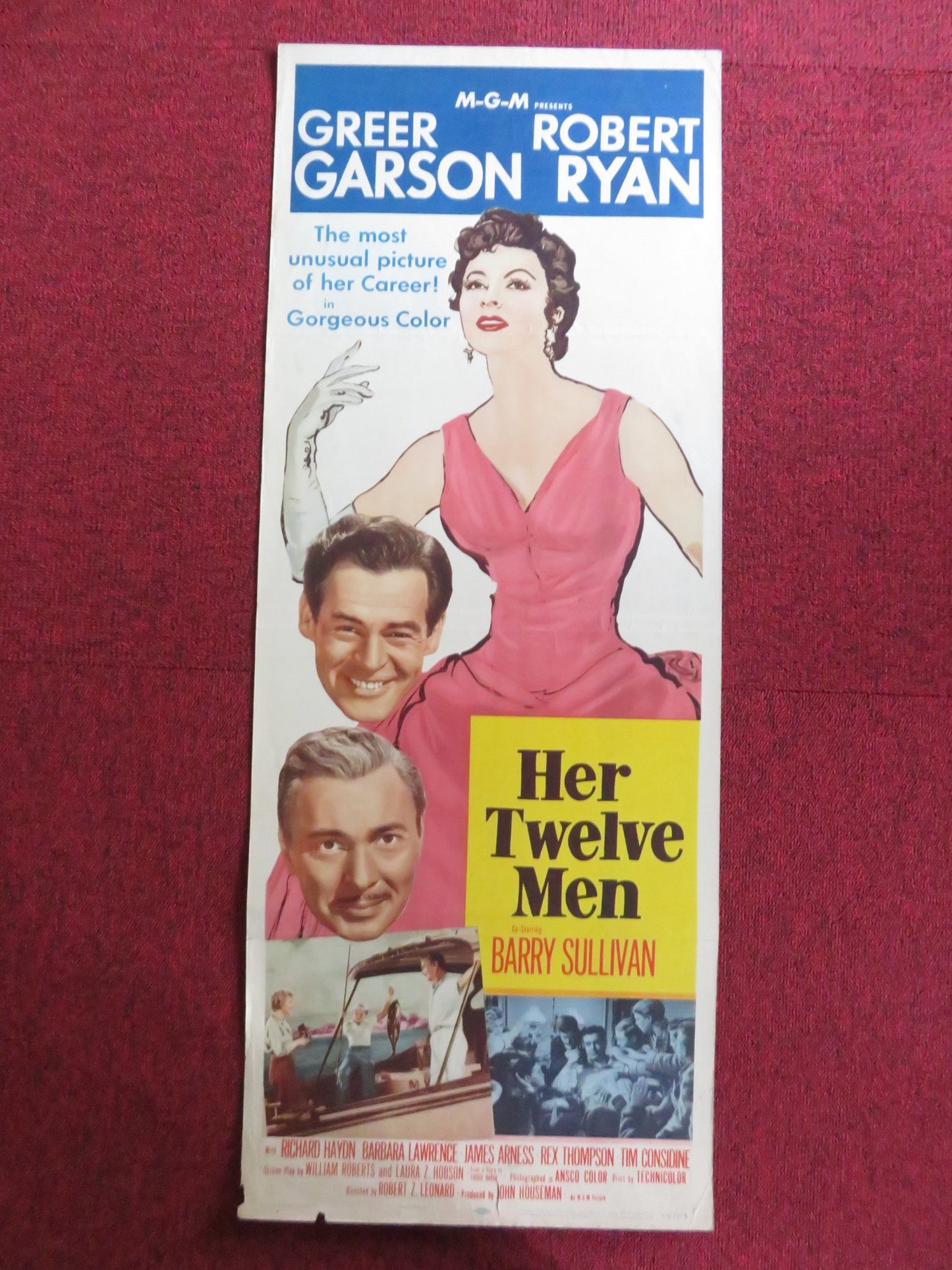 HER TWELVE MEN US INSERT (14"x 36") POSTER GREER GARSON ROBERT RYAN 1954