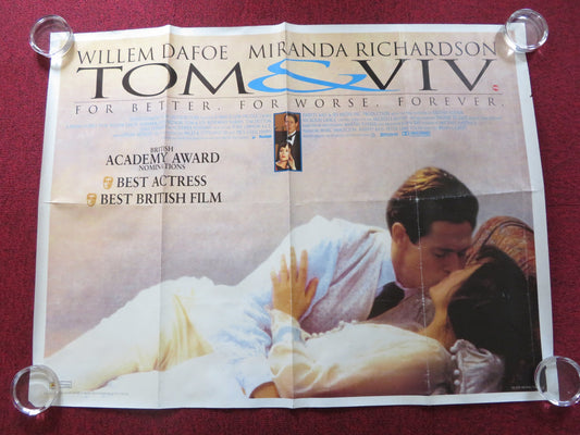 TOM & VIV UK QUAD ROLLED POSTER WILLEM DAFOE MIRANDA RICHARDSON 1994