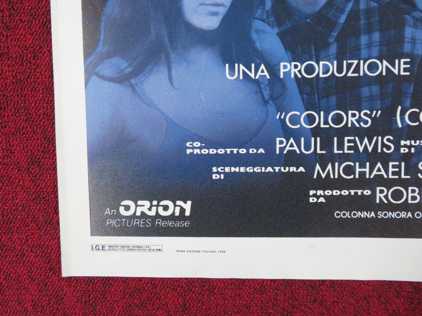 COLORS ITALIAN FOGLIO POSTER SEAN PENN ROBERT DUVALL 1988