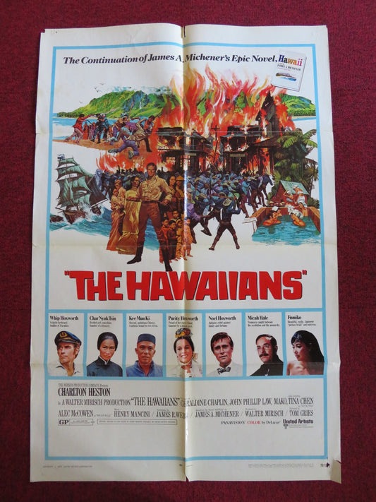 THE HAWAIIANS FOLDED US ONE SHEET POSTER CHARLTON HESTON TINA CHEN 1970