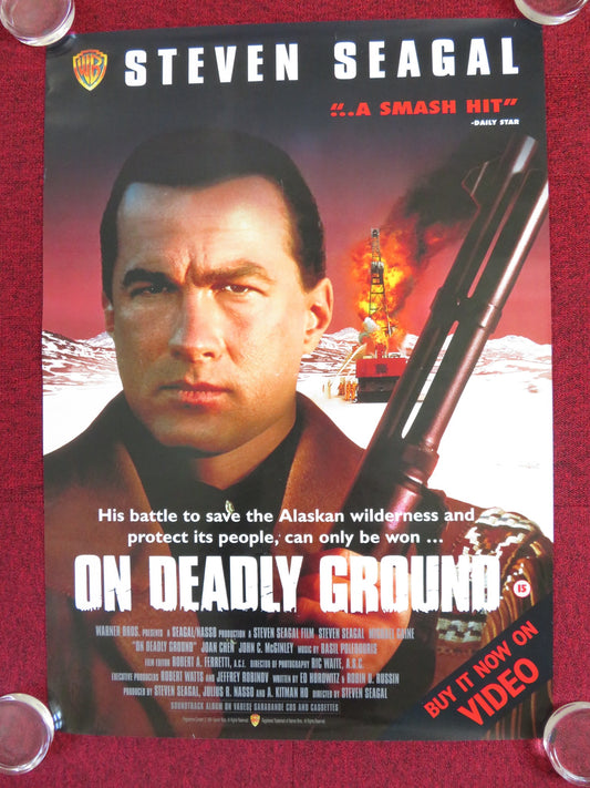 ON DEADLY GROUND VHS VIDEO POSTER ROLLED STEVEN SEAGAL MICHAEL CAINE 1994